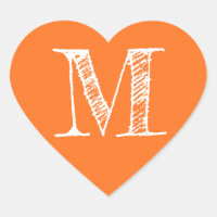 Oranges Herz Minimalistisches Monogramm Initiale