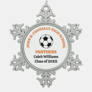 Oranges High-School-Fußballmannschaft Personalisie Schneeflocken Zinn-Ornament