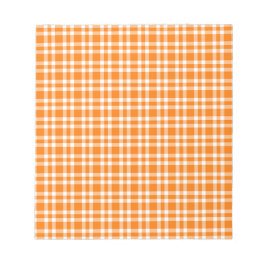 Oranges Karo-Muster in Weiß Notizblock