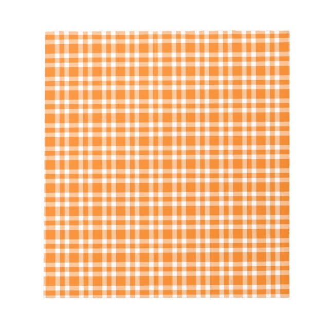 Oranges Karo-Muster in Weiß Notizblock (Vorderseite)