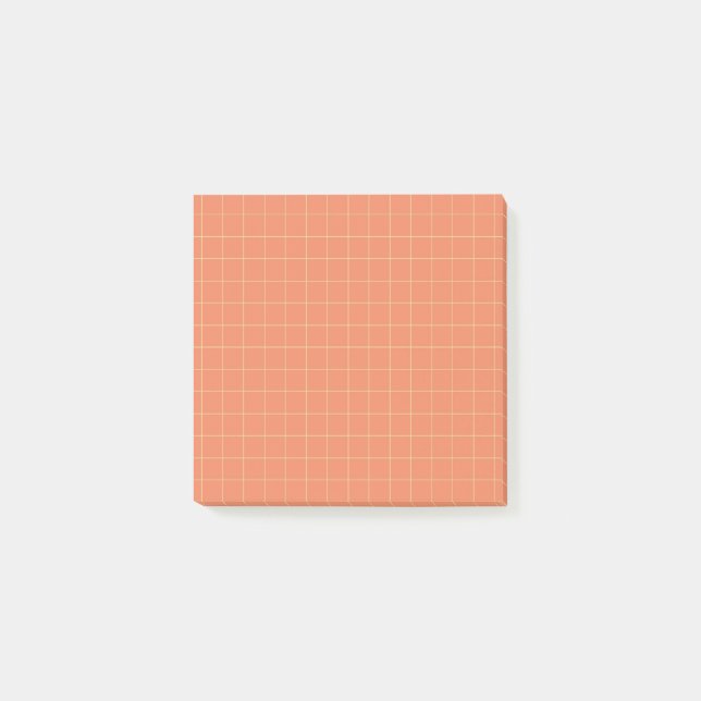 Oranges Karomuster Fettgedrucktes Raster-Design Bü Post-it Klebezettel (Vorderseite)