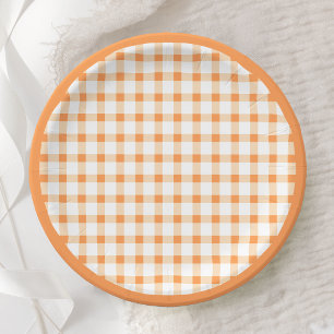 Oranges Karomuster-Picknick-Design Pappteller