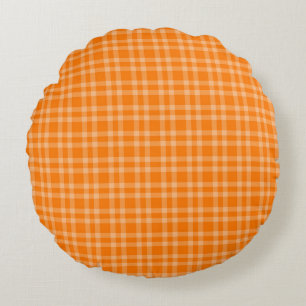 Oranges Karomuster Rundes Kissen