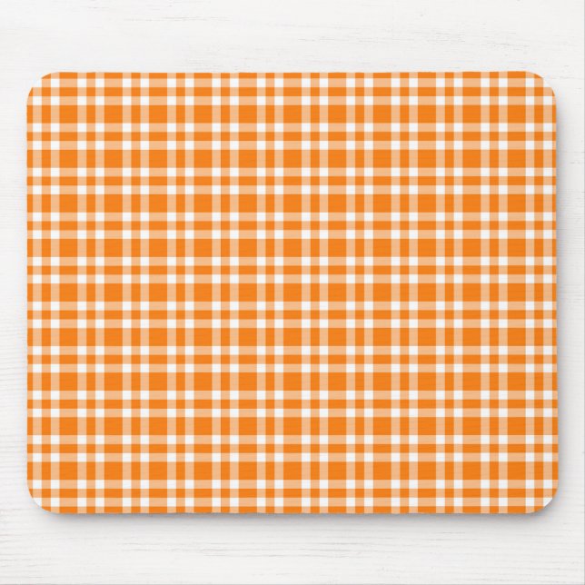 Oranges Karomuster Weiß Mousepad (Vorne)