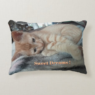 Oranges Kitten , Lustiger Text , Foto anpassbar Dekokissen