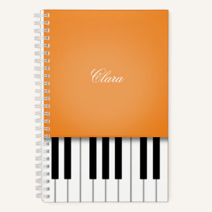 Oranges Klavier Musik Tastatur Personalisiert Notizbuch