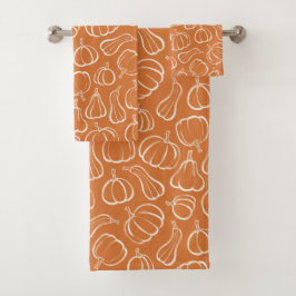 Oranges Kürbismuster Herbst Halloween Dekoration Badhandtuch Set