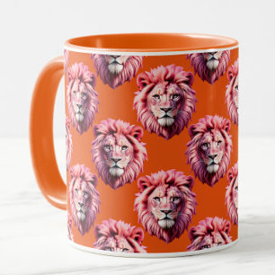 Oranges Löwenkopf-Tiermuster-Design  Tasse
