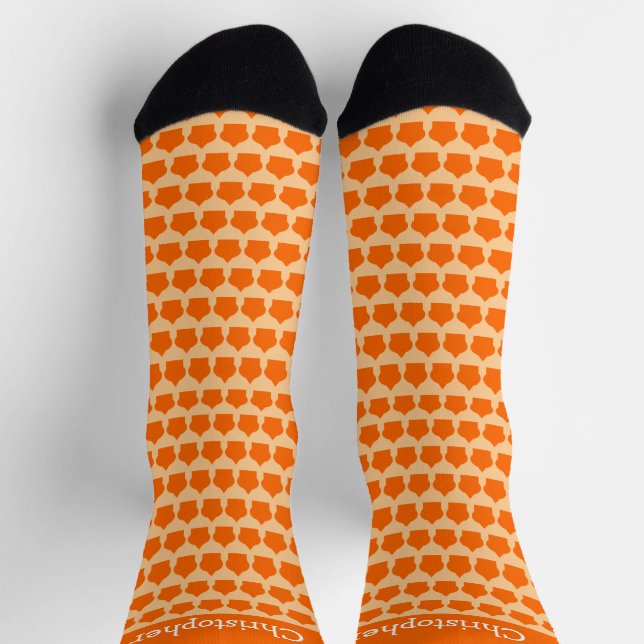 Oranges marokkanisches Musterdesign Socken (Oben)