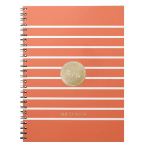 Oranges minimalist modernes Hochzeitsgästebuch Notizblock