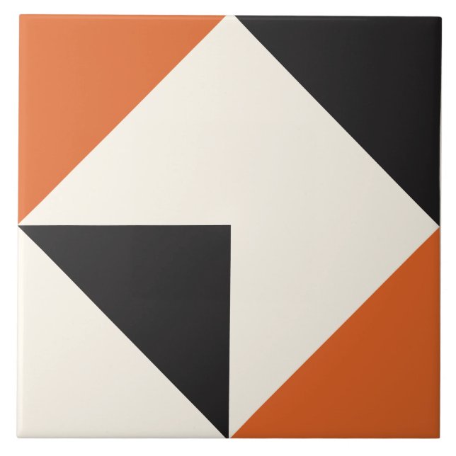 Oranges modernes geometrisches Formmuster Fliese (Vorderseite)
