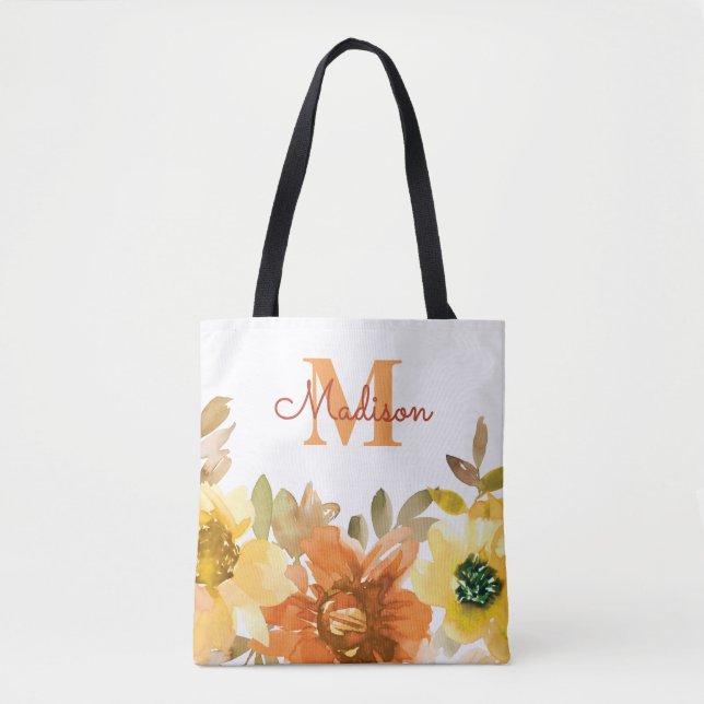 Oranges Monogramm-Name-Geschenk Tasche (Vorderseite)