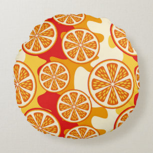 Oranges Muster Rundes Kissen