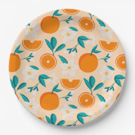 Oranges Muster Serviette | Frisches Zitrus Design Pappteller