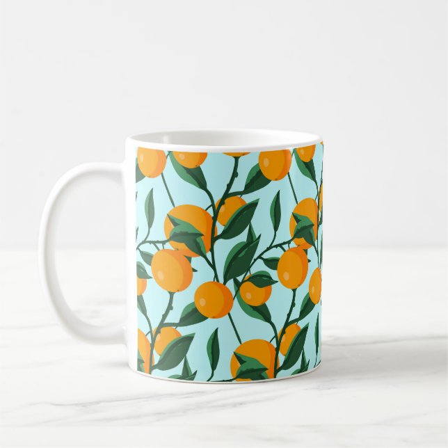 oranges on leaf branches seamless pattern, citrus  kaffeetasse (Links)