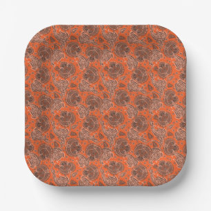 Oranges Paisley Damast Blumen orientalisches Ethni Pappteller