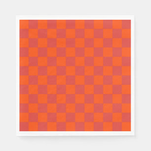 Oranges Rot kariertes Gingham-Muster Serviette