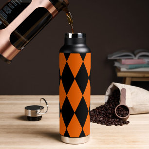 Oranges Schwarz Harlekin Diamanten Dame Design  Trinkflasche