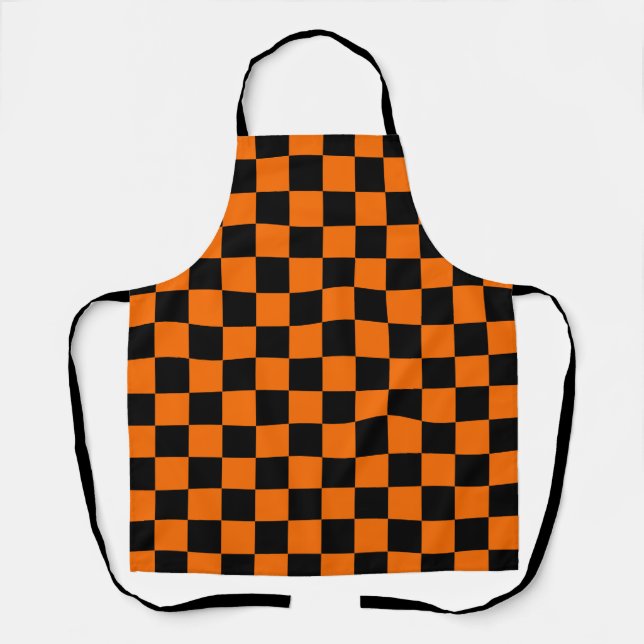 Oranges Schwarz kariertes Karomuster Schürze (Vorderseite)