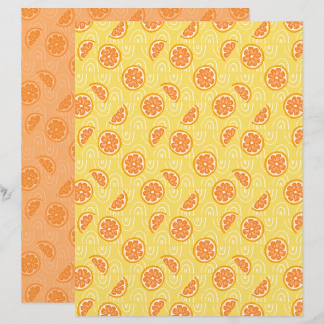 Oranges Scrapbook-Papier (Vorne/Hinten)