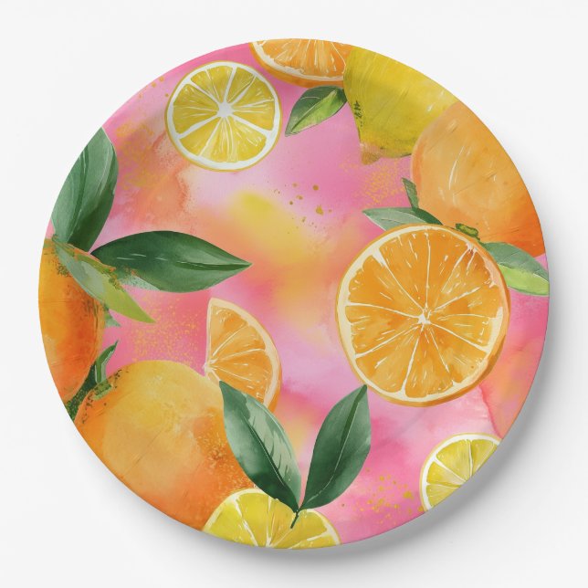 Oranges spring party plates pappteller (Vorderseite)