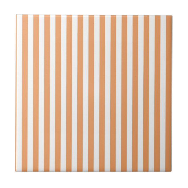 Oranges Streifenmuster Minimal Moderne Sommer Fliese (Vorderseite)