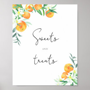 Oranges Süßigkeiten und Leckereien Baby Shower Poster