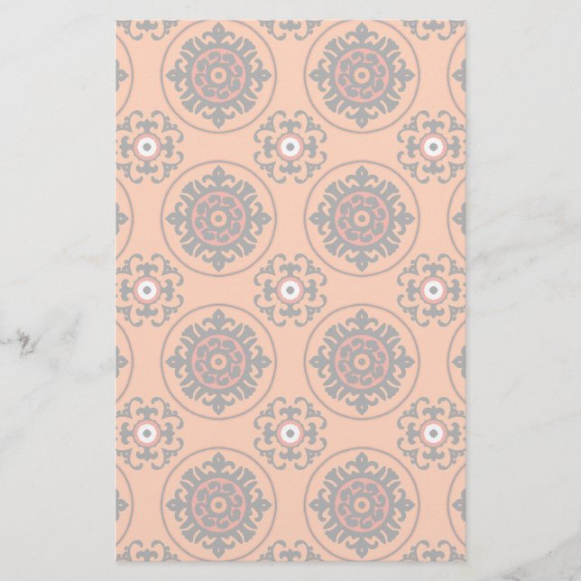 Oranges Suzani-Muster Briefpapier (Vorderseite)