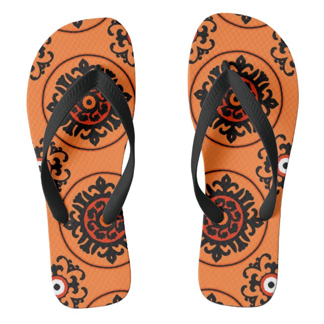 Oranges Suzani-Muster Flip Flops (Fußbett)