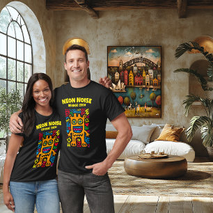 Oranges T-Shirt mit Neon-Alien – Funky Pop-Art-Kre