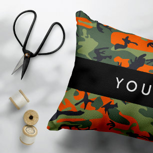 Oranges Tarnmuster, Ihr Name, Personalisieren Dekokissen