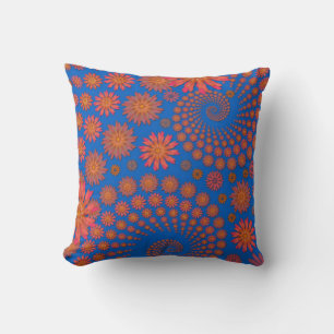 Oranges und blaues Blumendesign Kissen