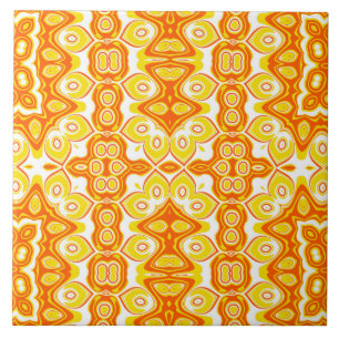Oranges und gelbes geometrisches Muster Fliese