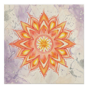 Oranges und gelbes Mandala-Design Poster