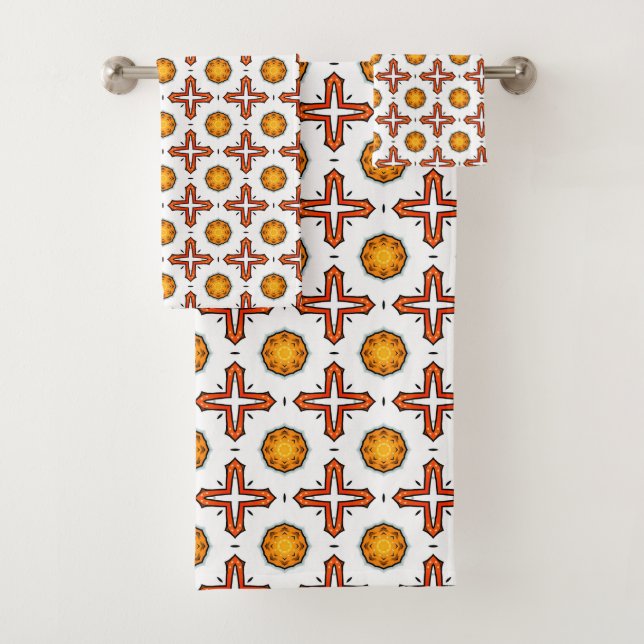 Oranges und gelbes Mandala-Muster  Badhandtuch Set (Insitu)