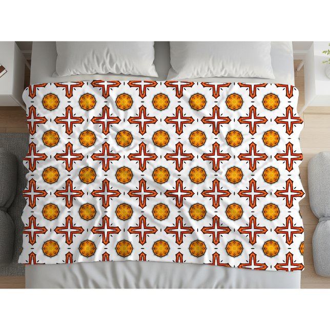 Oranges und gelbes Mandala-Muster  Fleecedecke (Von Creator hochgeladen)