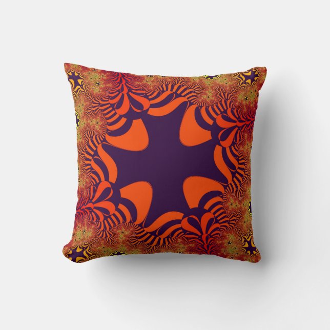Oranges und Lila Kreuz Kissen (Vorderseite)