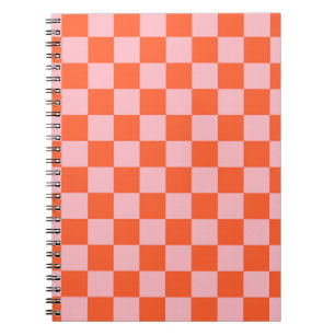 Oranges und rosa Schachbrettmuster Notizblock