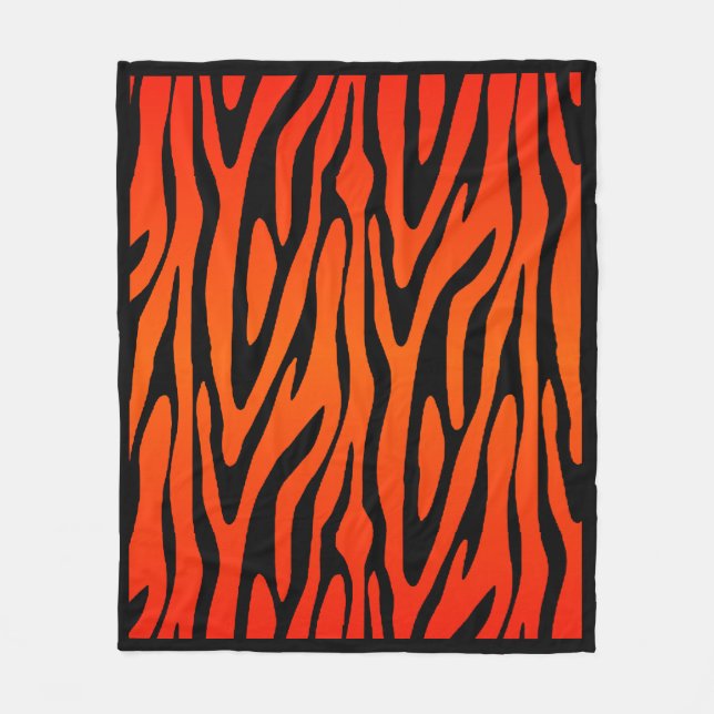 Oranges und schwarzes Zebrafellmuster Fleecedecke (Vorderseite)