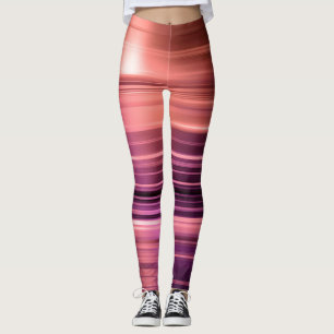 Oranges und violettes Streifenmuster Leggings