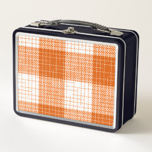 Oranges und weißes, fett kariertes Design Metall Brotdose