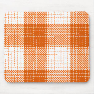 Oranges und weißes, fett kariertes Karomuster Desi Mousepad