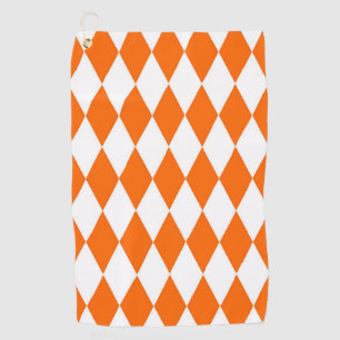 Oranges und weißes Harlekin-Diamantenkontrolldesig Golfhandtuch