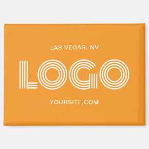 Oranges und weißes modernes rechteckiges Logo Magnet