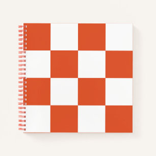 Oranges und weißes Schachbrettmuster Notizbuch