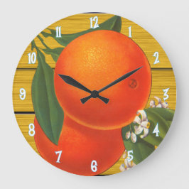 Oranges Vintage Crate Art Wall Clock Große Wanduhr