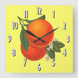 Oranges Vintage Crate Art Wall Clock Quadratische Wanduhr