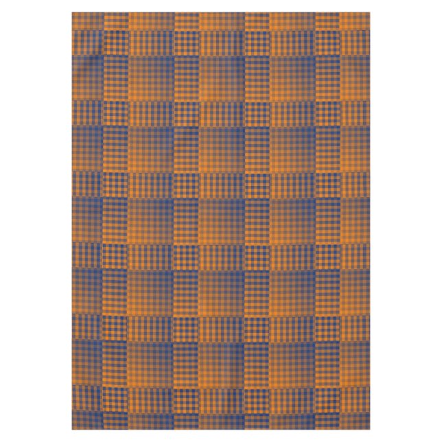 Oranges Violettes Schachbrett Abstract Muster Tischdecke (Vorderseite)