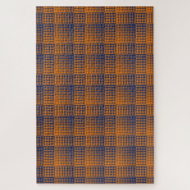 Oranges violettes Schachbrett abstraktes Muster (Vertikal)