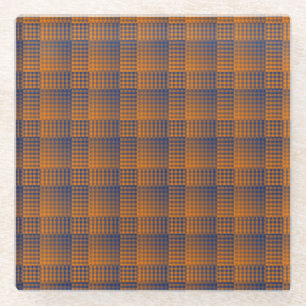Oranges violettes Schachbrett abstraktes Muster Glasuntersetzer